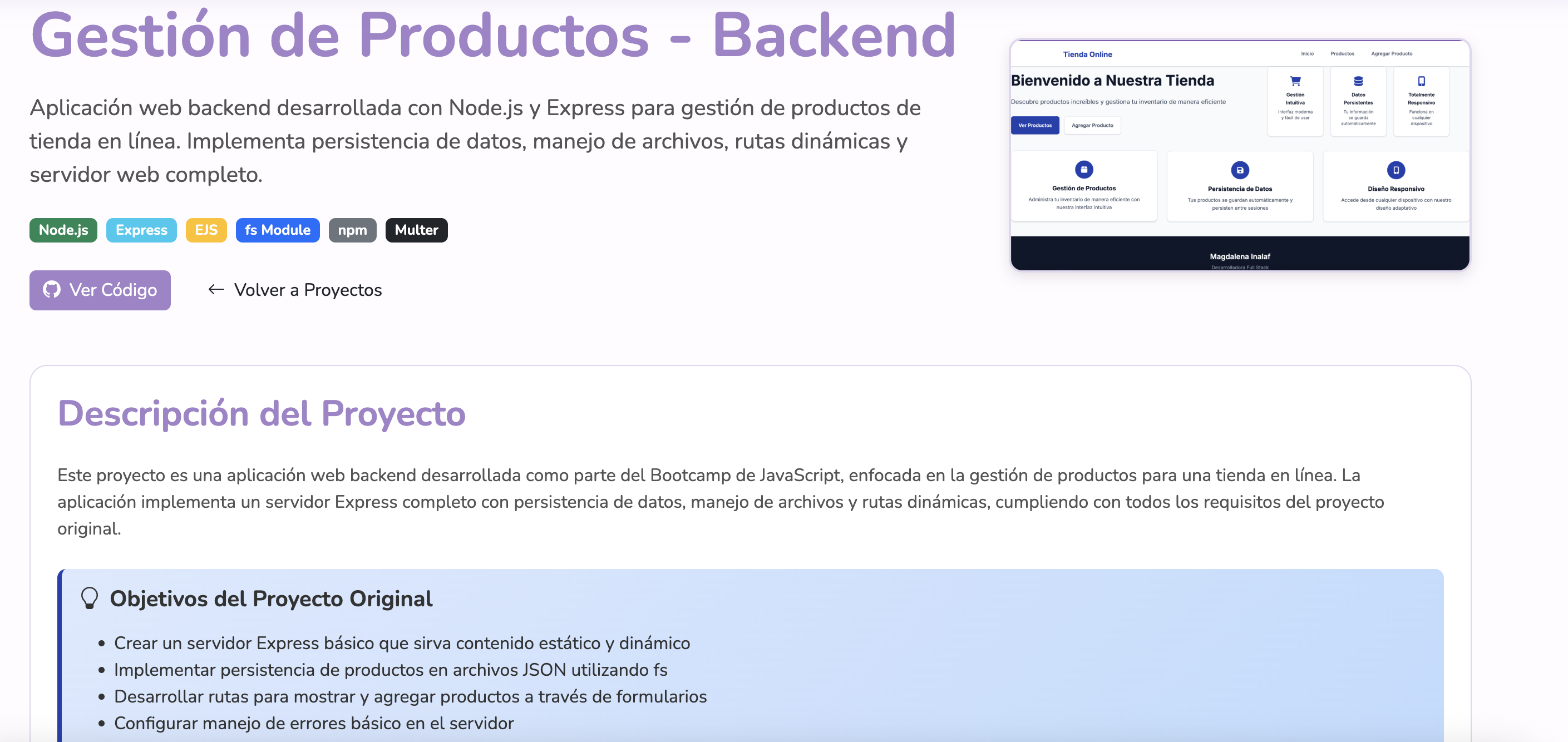 App Productos - Backend Management